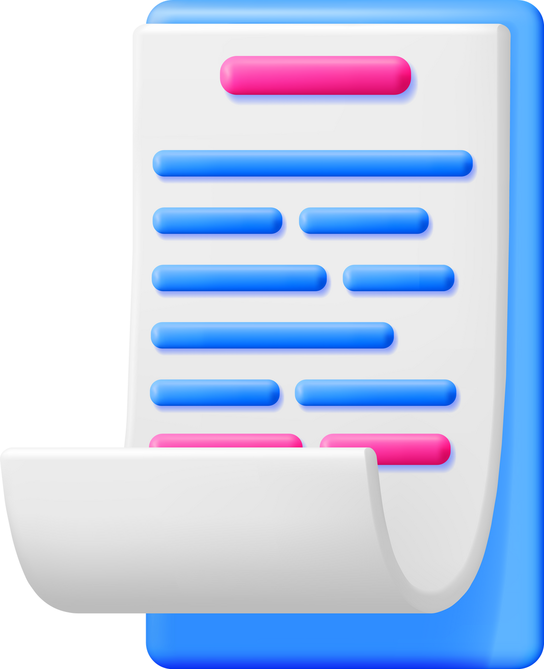 3D White Receipt in Clipboard